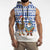 Uruguay Christmas Sleeveless Hoodie with Santa Claus Rhea Bird Holiday Lights and Blue Geometric Pattern - Wonder Print Shop