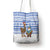 Uruguay Christmas Tote Bag with Santa Claus Rhea Bird Holiday Lights and Blue Geometric Pattern - Wonder Print Shop