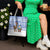 Uruguay Christmas Tote Bag with Santa Claus Rhea Bird Holiday Lights and Blue Geometric Pattern - Wonder Print Shop