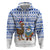 Uruguay Christmas Zip Hoodie with Santa Claus Rhea Bird Holiday Lights and Blue Geometric Pattern - Wonder Print Shop