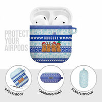 Uruguay Christmas AirPods Case with Capybaras Holiday Tree Sun Emblem and Blue Festive Pattern - Wonder Print Shop