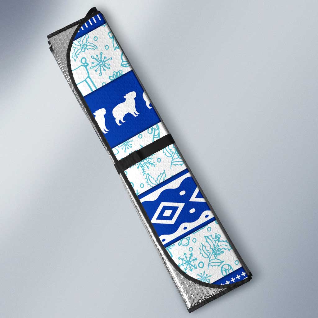 Uruguay Christmas Auto Sun Shade with Capybaras Holiday Tree Sun Emblem and Blue Festive Pattern - Wonder Print Shop