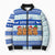 Uruguay Christmas Bomber Puffer Jacket with Capybaras Holiday Tree Sun Emblem and Blue Festive Pattern - Wonder Print Shop
