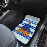 Uruguay Christmas Car Mats with Capybaras Holiday Tree Sun Emblem and Blue Festive Pattern - Wonder Print Shop
