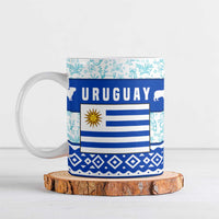 Uruguay Christmas Ceramic Mug with Capybaras Holiday Tree Sun Emblem and Blue Festive Pattern - Wonder Print Shop