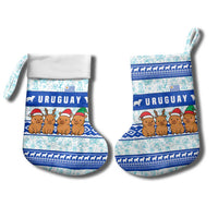 Uruguay Christmas Stocking with Capybaras Holiday Tree Sun Emblem and Blue Festive Pattern - Wonder Print Shop