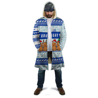 Uruguay Christmas Cloak with Capybaras Holiday Tree Sun Emblem and Blue Festive Pattern - Wonder Print Shop