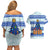 Uruguay Christmas Couples Matching Off Shoulder Short Dress and Hawaiian Shirt with Capybaras Holiday Tree Sun Emblem and Blue Festive Pattern - Wonder Print Shop