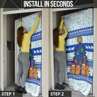 Uruguay Christmas Door Cover with Capybaras Holiday Tree Sun Emblem and Blue Festive Pattern - Wonder Print Shop