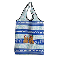 Uruguay Christmas Grocery Bag with Capybaras Holiday Tree Sun Emblem and Blue Festive Pattern - Wonder Print Shop