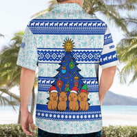 Uruguay Christmas Hawaiian Shirt with Capybaras Holiday Tree Sun Emblem and Blue Festive Pattern - Wonder Print Shop