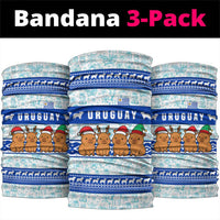 Uruguay Christmas Neck Gaiter with Capybaras Holiday Tree Sun Emblem and Blue Festive Pattern - Wonder Print Shop