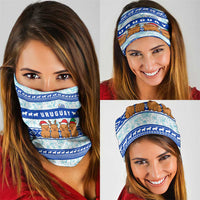 Uruguay Christmas Neck Gaiter with Capybaras Holiday Tree Sun Emblem and Blue Festive Pattern - Wonder Print Shop