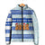 Uruguay Christmas Padded Jacket with Capybaras Holiday Tree Sun Emblem and Blue Festive Pattern - Wonder Print Shop