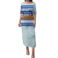 Uruguay Christmas Puletasi with Capybaras Holiday Tree Sun Emblem and Blue Festive Pattern - Wonder Print Shop