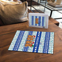 Uruguay Christmas Puzzle with Capybaras Holiday Tree Sun Emblem and Blue Festive Pattern - Wonder Print Shop