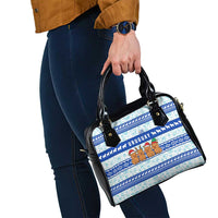 Uruguay Christmas Shoulder Handbag with Capybaras Holiday Tree Sun Emblem and Blue Festive Pattern - Wonder Print Shop