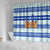 Uruguay Christmas Shower Curtain with Capybaras Holiday Tree Sun Emblem and Blue Festive Pattern - Wonder Print Shop