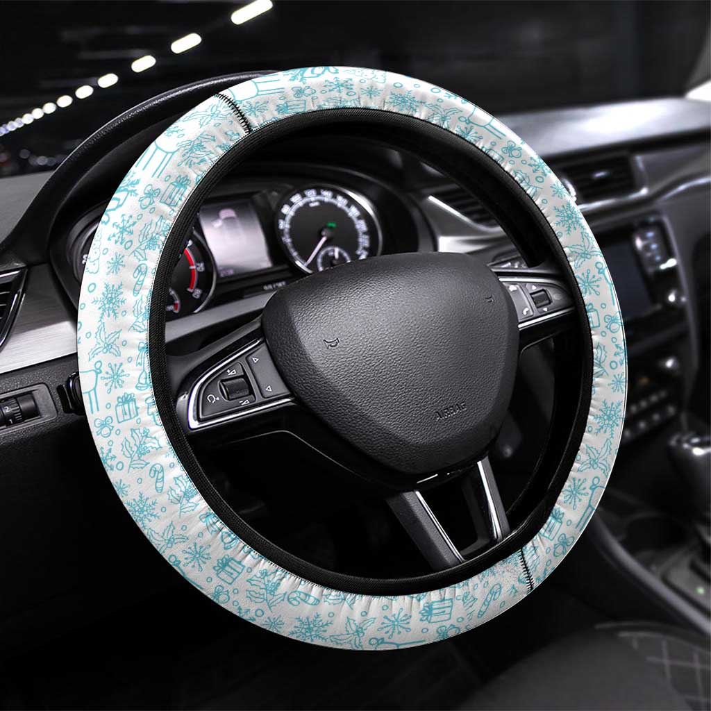 Uruguay Christmas Steering Wheel Cover with Capybaras Holiday Tree Sun Emblem and Blue Festive Pattern - Wonder Print Shop