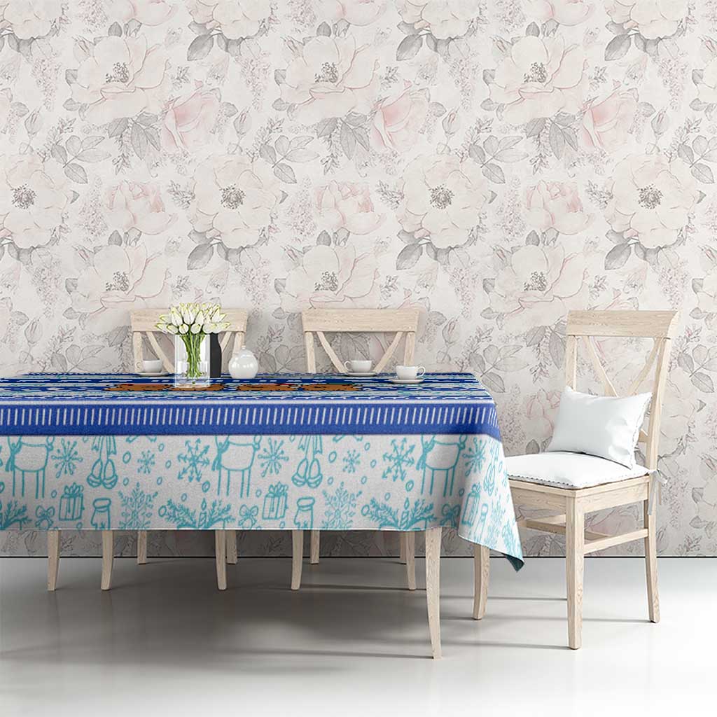 Uruguay Christmas Tablecloth with Capybaras Holiday Tree Sun Emblem and Blue Festive Pattern - Wonder Print Shop