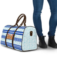 Uruguay Christmas Travel Bag with Capybaras Holiday Tree Sun Emblem and Blue Festive Pattern - Wonder Print Shop