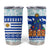 Uruguay Christmas Tumbler Cup with Capybaras Holiday Tree Sun Emblem and Blue Festive Pattern - Wonder Print Shop