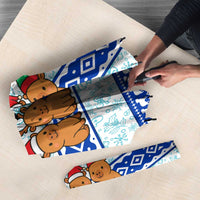 Uruguay Christmas Umbrella with Capybaras Holiday Tree Sun Emblem and Blue Festive Pattern - Wonder Print Shop