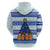 Uruguay Christmas Zip Hoodie with Capybaras Holiday Tree Sun Emblem and Blue Festive Pattern - Wonder Print Shop