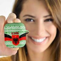 Albania Christmas AirPods Case with Green-Red Design, Double-Headed Eagle Emblem, and Santa Motif - Wonder Print Shop