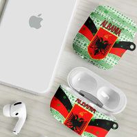 Albania Christmas AirPods Case with Green-Red Design, Double-Headed Eagle Emblem, and Santa Motif - Wonder Print Shop