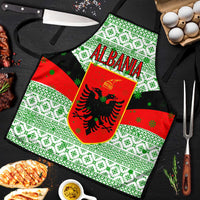 Albania Christmas Apron with Green-Red Design, Double-Headed Eagle Emblem, and Santa Motif - Wonder Print Shop