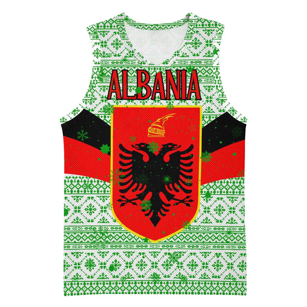 Albania Christmas Basketball Jersey with Green-Red Design, Double-Headed Eagle Emblem, and Santa Motif - Wonder Print Shop