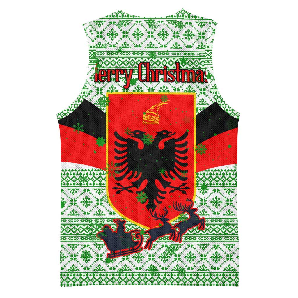 Albania Christmas Basketball Jersey with Green-Red Design, Double-Headed Eagle Emblem, and Santa Motif - Wonder Print Shop