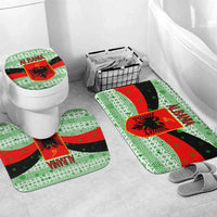 Albania Christmas Bathroom Set with Green-Red Design, Double-Headed Eagle Emblem, and Santa Motif - Wonder Print Shop