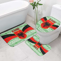 Albania Christmas Bathroom Set with Green-Red Design, Double-Headed Eagle Emblem, and Santa Motif - Wonder Print Shop