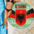 Albania Christmas Beach Blanket with Green-Red Design, Double-Headed Eagle Emblem, and Santa Motif - Wonder Print Shop