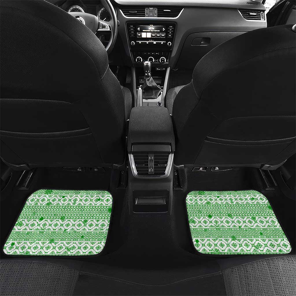 Albania Christmas Car Mats with Green-Red Design, Double-Headed Eagle Emblem, and Santa Motif - Wonder Print Shop