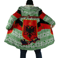 Albania Christmas Cloak with Green-Red Design, Double-Headed Eagle Emblem, and Santa Motif - Wonder Print Shop