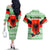 Albania Christmas Couples Matching Off The Shoulder Long Sleeve Dress and Hawaiian Shirt with Green-Red Design, Double-Headed Eagle Emblem, and Santa Motif - Wonder Print Shop
