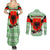 Albania Christmas Couples Matching Summer Maxi Dress and Long Sleeve Button Shirt with Green-Red Design, Double-Headed Eagle Emblem, and Santa Motif - Wonder Print Shop