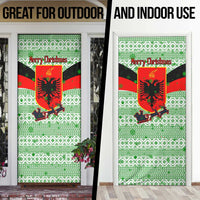Albania Christmas Door Cover with Green-Red Design, Double-Headed Eagle Emblem, and Santa Motif - Wonder Print Shop