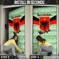 Albania Christmas Door Cover with Green-Red Design, Double-Headed Eagle Emblem, and Santa Motif - Wonder Print Shop