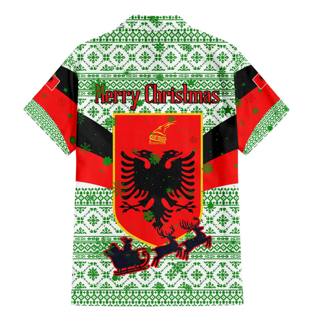 Albania Christmas Family Matching Mermaid Dress and Hawaiian Shirt with Green-Red Design, Double-Headed Eagle Emblem, and Santa Motif - Wonder Print Shop