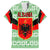 Albania Christmas Family Matching Off The Shoulder Long Sleeve Dress and Hawaiian Shirt with Green-Red Design, Double-Headed Eagle Emblem, and Santa Motif - Wonder Print Shop