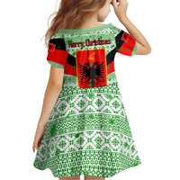 Albania Christmas Family Matching Off Shoulder Maxi Dress and Hawaiian Shirt with Green-Red Design, Double-Headed Eagle Emblem, and Santa Motif - Wonder Print Shop