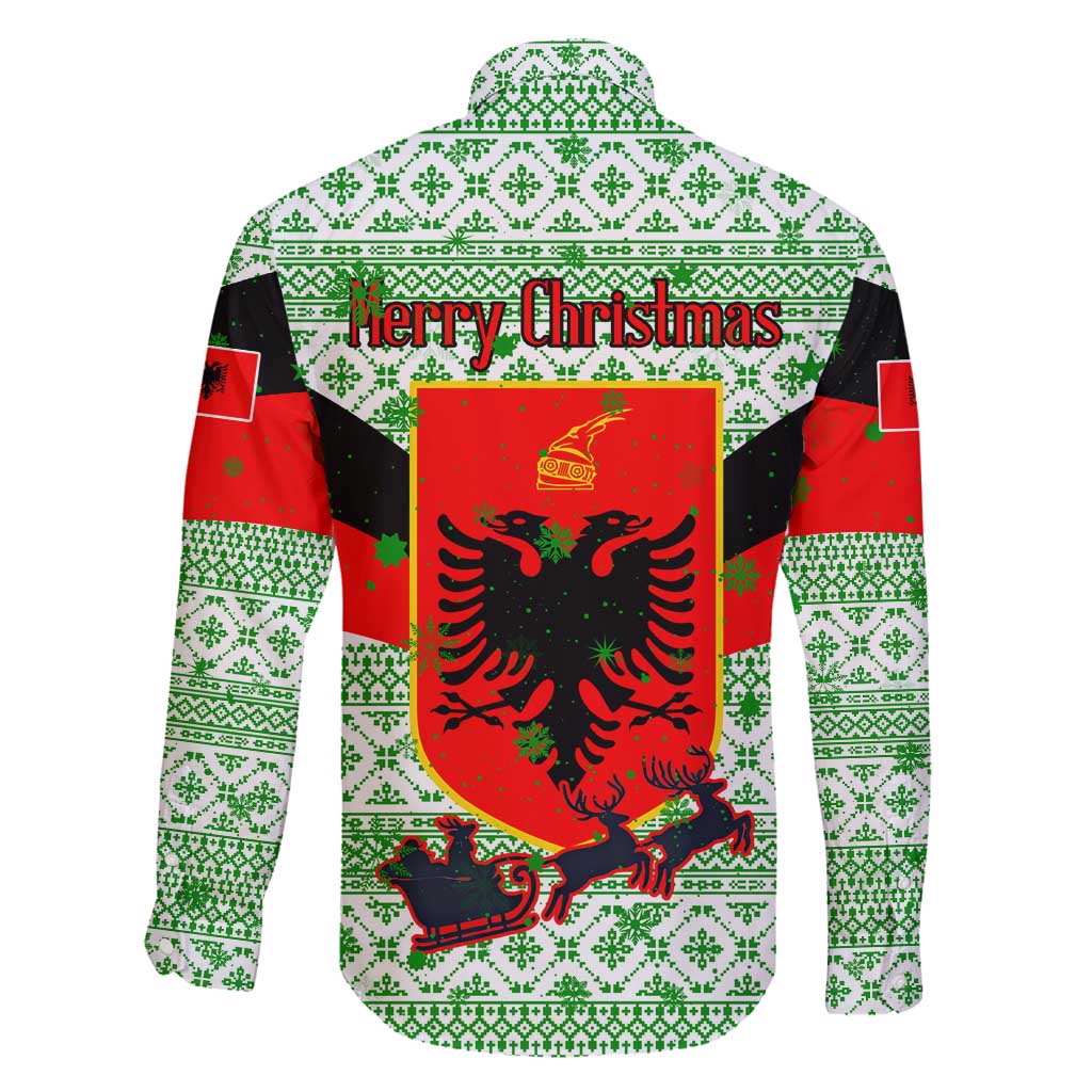 Albania Christmas Family Matching Off Shoulder Short Dress and Hawaiian Shirt with Green-Red Design, Double-Headed Eagle Emblem, and Santa Motif - Wonder Print Shop