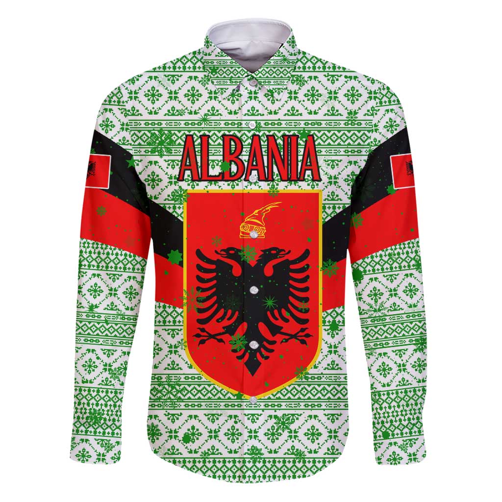 Albania Christmas Family Matching Puletasi and Hawaiian Shirt with Green-Red Design, Double-Headed Eagle Emblem, and Santa Motif - Wonder Print Shop