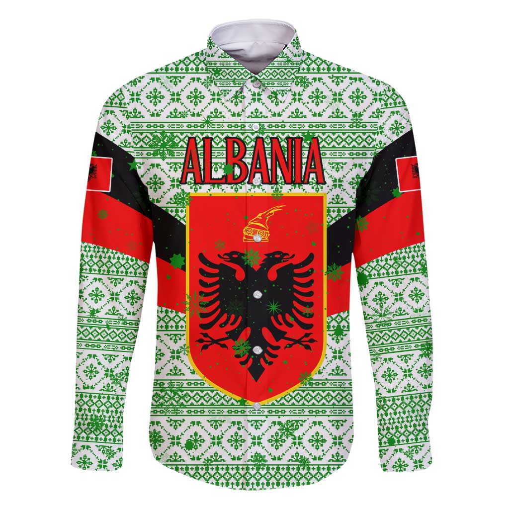 Albania Christmas Family Matching Summer Maxi Dress and Hawaiian Shirt with Green-Red Design, Double-Headed Eagle Emblem, and Santa Motif - Wonder Print Shop