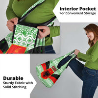 Albania Christmas Grocery Bag with Green-Red Design, Double-Headed Eagle Emblem, and Santa Motif - Wonder Print Shop