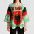 Albania Christmas Kimono Sleeve Blouse with Green-Red Design, Double-Headed Eagle Emblem, and Santa Motif - Wonder Print Shop